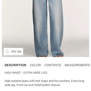 Zara Light Blue Wide-Leg High Waist Jeans size 8